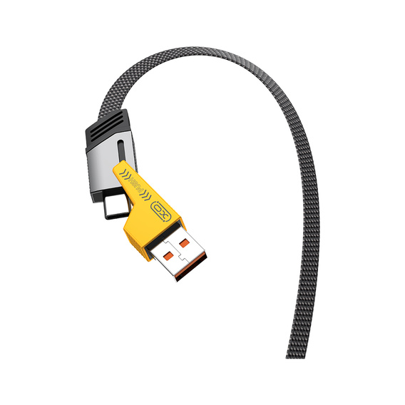 XO Kabel NB283 4w1 USB-C - Lightning + USB + USB-C 60W 1,0m, żółty