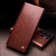 Etui z klapką do Samsung Galaxy S25 Ultra, QIALINO Leather Wallet, ciemnobrązowe
