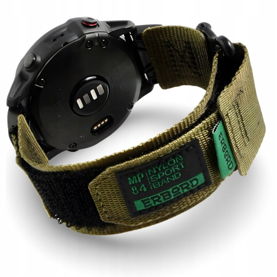 Pasek Nylonowy ERBORD MP84 do zegarków Garmin Quickfit 26mm, Zielony, Rozmiar M/L