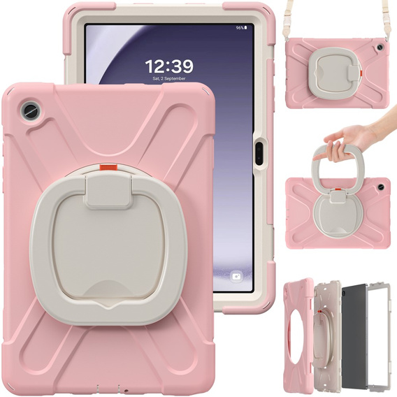 Etui do Samsung Galaxy Tab A9+ X210 / X215 / X216B, Pancerne obrotowe 360, Różowe