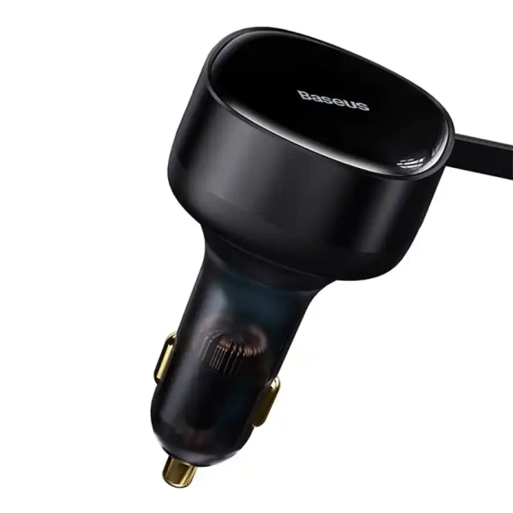 Ładowarka samochodowa Baseus Enjoyment z kablami USB-C + Lightning 3A, 30W - czarna