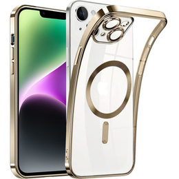 Zestaw Etui do iPhone 14, MagSafe Hybrid, złote + Szkło