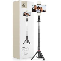 Tech-Protect Kijek Selfie Stick Tripod Bluetooth z lampą LED, czarny