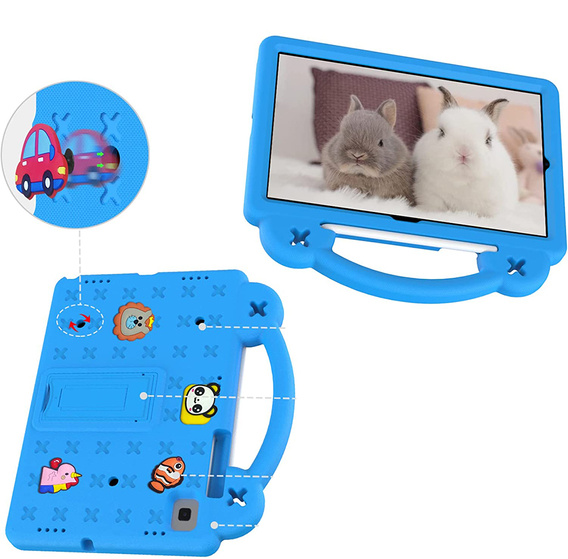 Etui do Samsung Galaxy Tab S6 Lite 10.4" 2020/2022/2024 / Tab A7 2020 T500 / T505 / Tab S6 T860/T865, Cute Patterns, z podstawką, Niebieskie