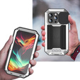 Etui do iPhone 15 Pro, R-JUST CamShield Slide, pancerne, srebrne / czarne