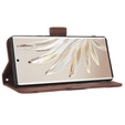 Etui z klapką do Honor 70 5G, Card Slot, brązowe
