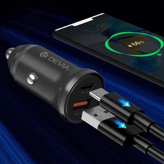 Devia Smart Mini – ładowarka samochodowa PD + QC 3.0 (30 W)