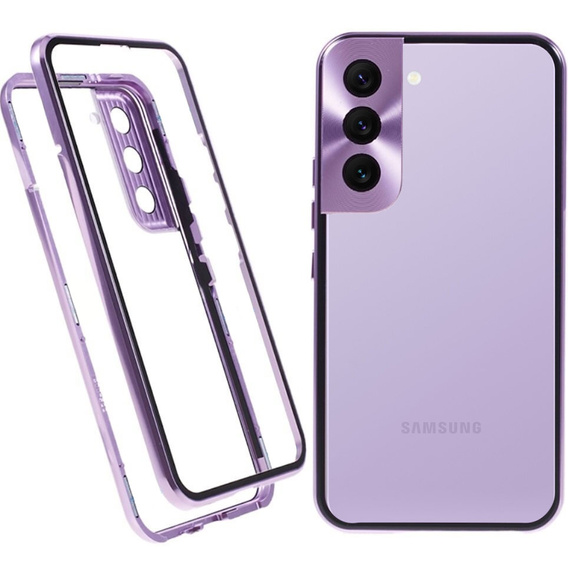 Etui do Samsung Galaxy S22, Magnetic Dual Glass, fioletowe