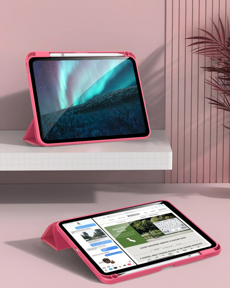 Etui do iPad 11" 2025 A16 (11 gen.) / iPad 10.9" 2022 (10 gen.), Smartcase Hybrid, z miejscem na rysik, różowe