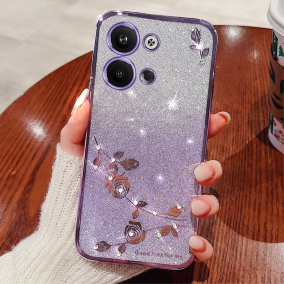 Etui do Infinix Note 30 VIP, Glitter Flower, fioletowe