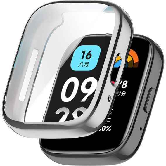2w1 Etui z Osłoną na ekran do Xiaomi Redmi Watch 3 Active, Srebrne