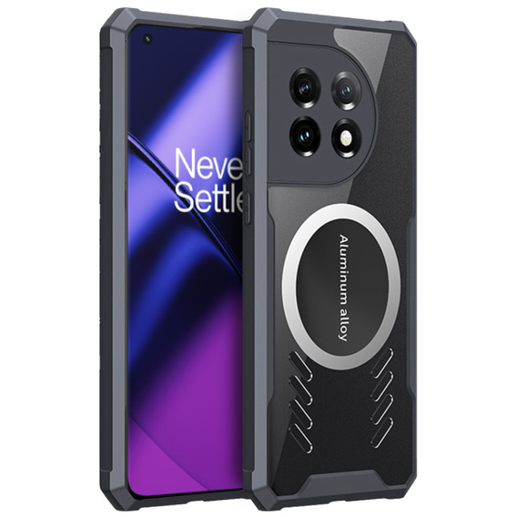 Etui do OnePlus 11 5G, z blaszką magnetyczną, Przezroczyste / Czarne