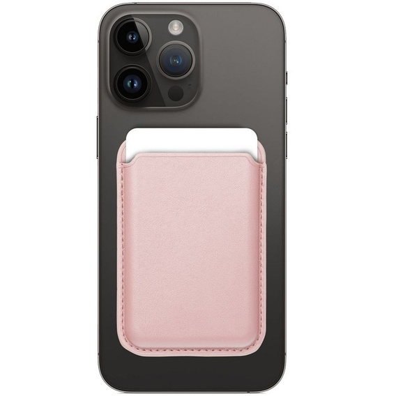 Portfel magnetyczny na karty do iPhone 12 / 13 / 14 / 15 / 16, Leather Mag Wallet, kompatybilny z MagSafe – różowy