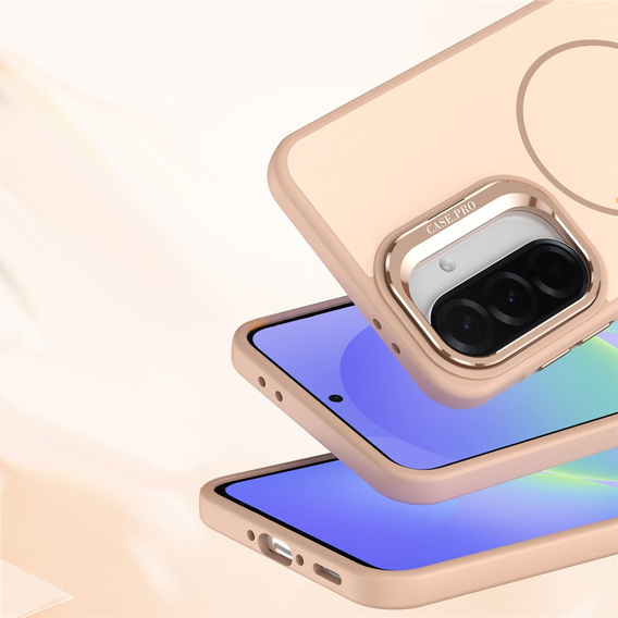 Etui do Samsung Galaxy A57 5G, Skin-touch z podstawką, do MagSafe, pustynne złote