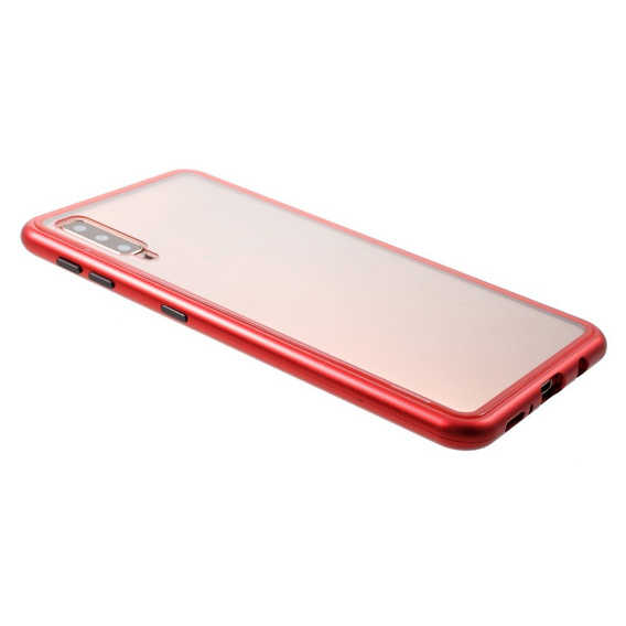 Etui Magnetic back glass do Samsung Galaxy A7 2018 - Red