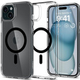Etui z MagSafe Spigen do iPhone 15, Ultra Hybrid, Przezroczyste / Czarne