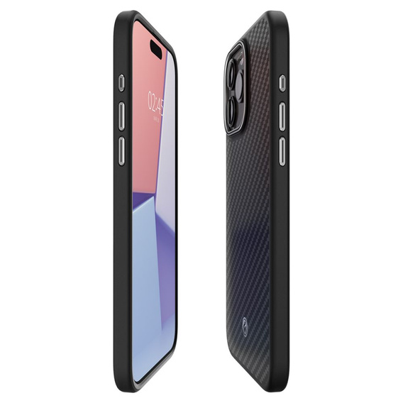 Etui z MagSafe Spigen do iPhone 15 Pro Max, Enzo Aramid, Carbon, Matowe Czarne