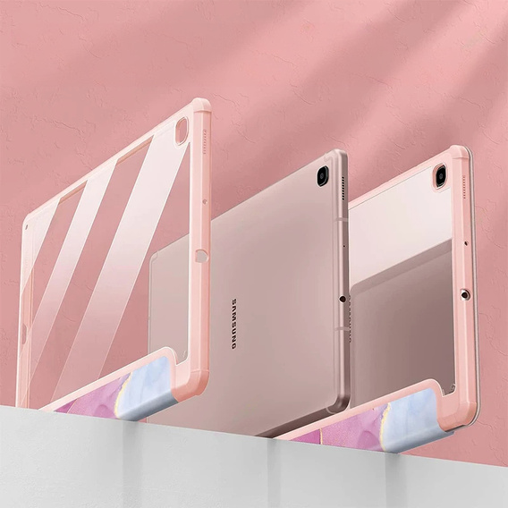 Stylowe etui do Samsung Galaxy Tab S6 Lite 10.4" 2020/2022/2024 – Smartcase Hybrid Marble różowe