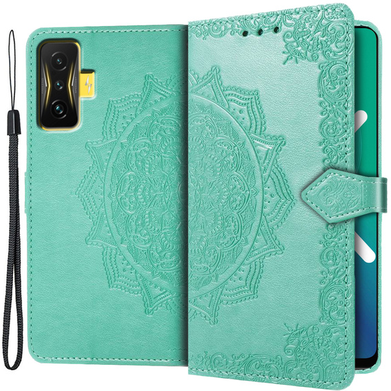 Etui z klapką do Xiaomi Poco F4 GT, Mandala, zielone