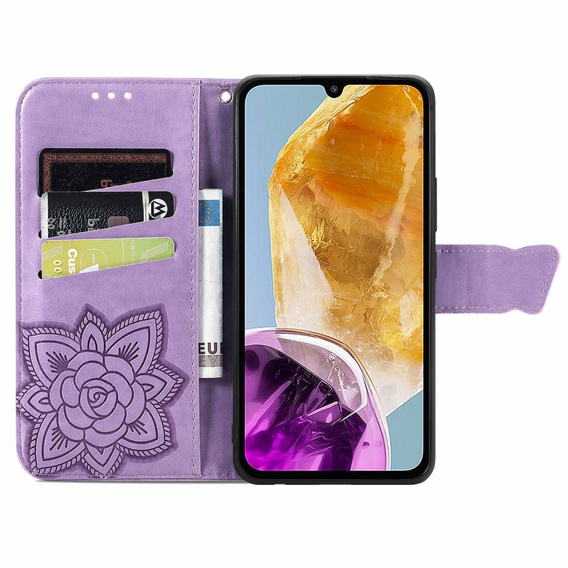 Etui z klapką do Samsung Galaxy M15 5G, Butterfly, fioletowe