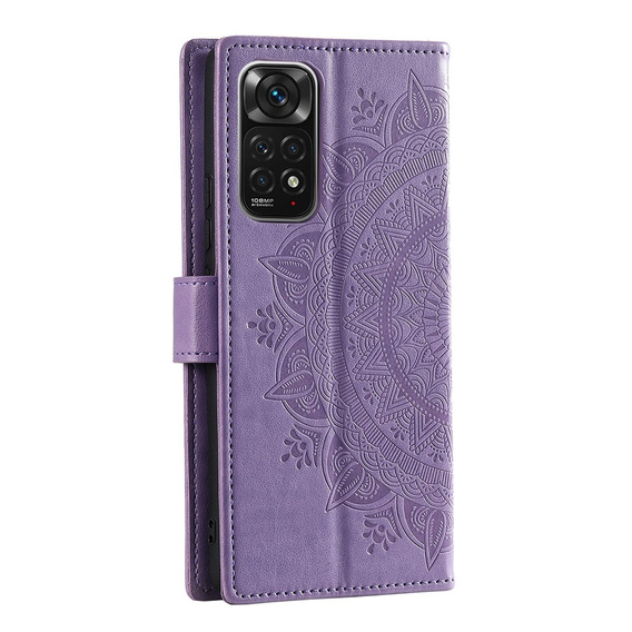 Zestaw Etui z klapką do Xiaomi Redmi Note 11/11S, Mandala, Fioletowe + szkło