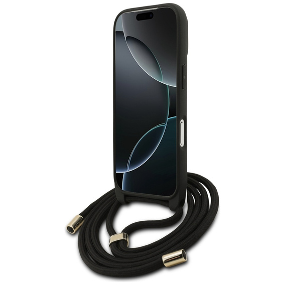 Etui GUESS do iPhone 17 Pro, 4G Big Logo Cord Stap Crossbody, czarne