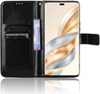 Etui z klapką do Honor Magic 7 Lite, Crazy Horse Wallet, czarne