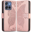 Etui z klapką do Motorola Edge 50 Neo, Butterfly, różowe rose gold