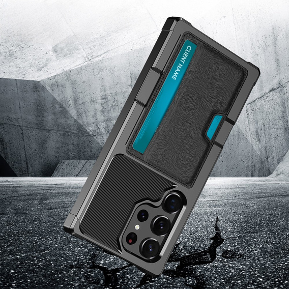 Etui do Samsung Galaxy S24 Ultra, Card Holder Kickstand, czarne