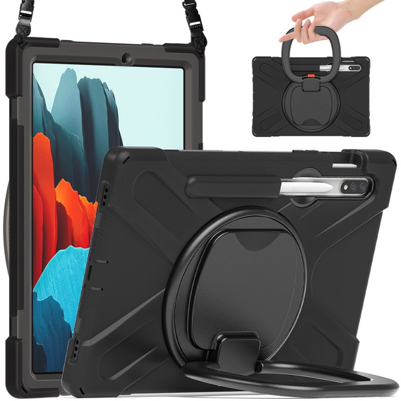 Etui do Samsung Galaxy Tab S9 FE / S9 / S8  / S7 T870/T875 / S10 FE, pancerne obrotowe 360, czarne