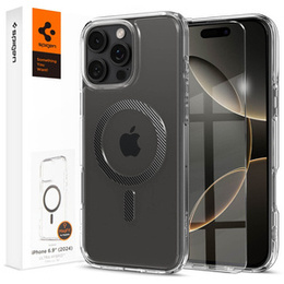 Etui z MagSafe Spigen do iPhone 16 Pro Max, Ultra Hybrid, przezroczyste + Szkło Hartowane 9H