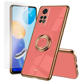 Zestaw Etui do Xiaomi Redmi Note 11/11s, Electro Ring, Czerwone + szkło