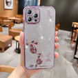 Etui do iPhone 12 Pro Max, Glitter Flower, fioletowe