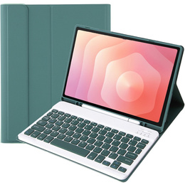 Etui z klawiaturą do Samsung Galaxy Tab S11, Leather Pen Slot, zielone