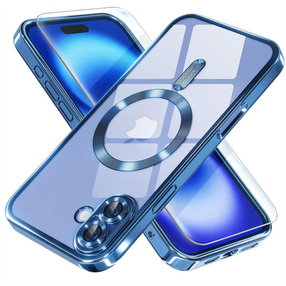 Etui do iPhone 16 Plus, Electro MagSafe, niebieskie + Szkło na ekran