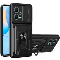 Etui pancerne do Xiaomi Redmi Note 12 / POCO X5, Camera Slide Card Slot, czarne