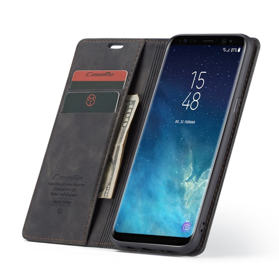 Etui CASEME do Samsung Galaxy S8 Plus, Leather Wallet Case, czarne