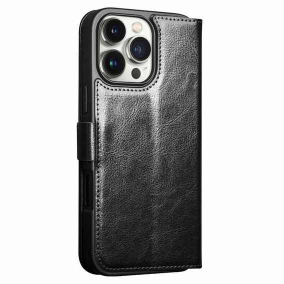 Etui z klapką do iPhone 16 Pro Max, QIALINO Leather Wallet, czarne