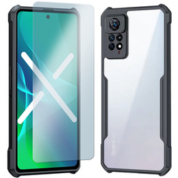 Zestaw Etui do Xiaomi Redmi Note 11 / 11S, AntiDrop Hybrid, przezroczyste z czarną ramką + Szkło