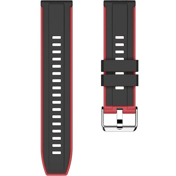 Pasek Silikonowy Uniwersalny 22mm, Czarny / Czerwony