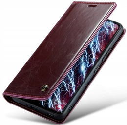 Etui z klapką CASEME do Samsung Galaxy A53 5G, Waxy Textured, bordowe