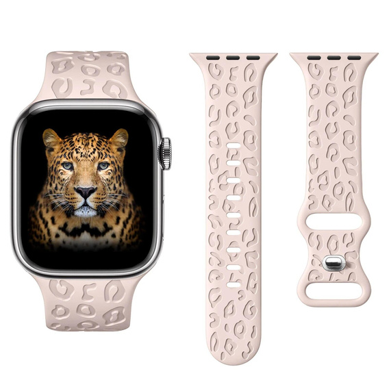 Pasek Silikonowy do Apple Watch 1/2/3/4/5/6/7/8/9/10/11/SE 38/40/41/42mm, Leopard, Różowy