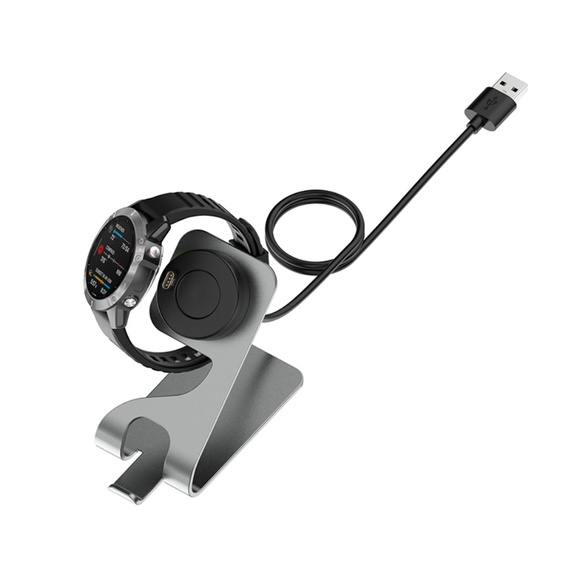 Aluminiowa Stacja Dokująca z kablem USB do zegarków Garmin, Szara