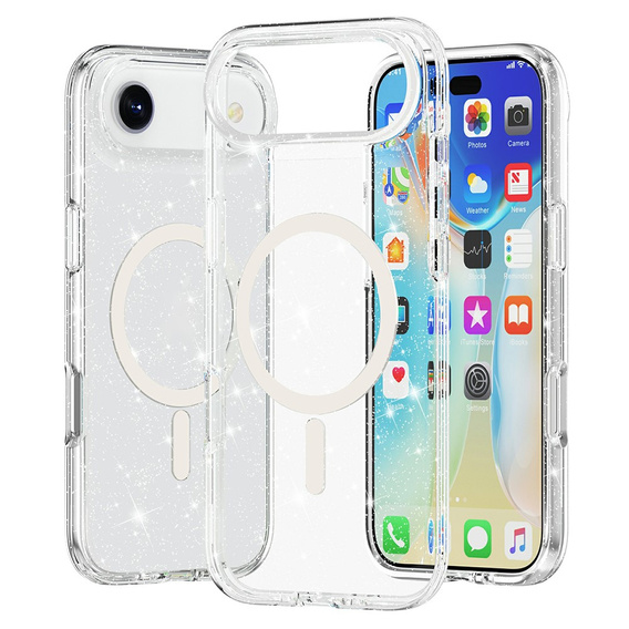 Etui do iPhone Air, do MagSafe, brokatowe, przezroczyste