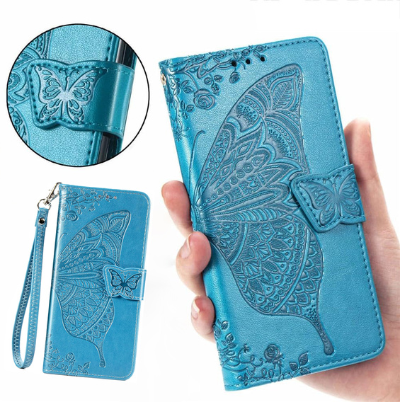 Etui z klapką do Realme 14 5G / Realme 14T 5G, Butterfly, niebieskie