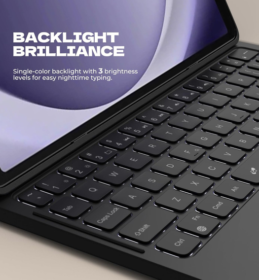 Etui z klawiaturą do Samsung Galaxy Tab A9+, Dexnor Magnetic Keyboard Touchpad, czarne
