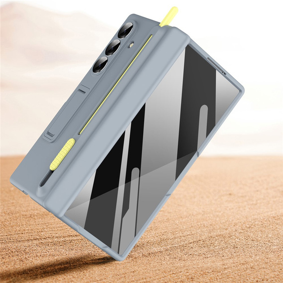 Etui do Samsung Galaxy Z Fold7 5G, z podstawką, szkłem i rysikiem - szare