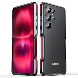 Etui LUPHIE do Samsung Galaxy S25 Ultra, Armor Bumper, czarne / czerwone