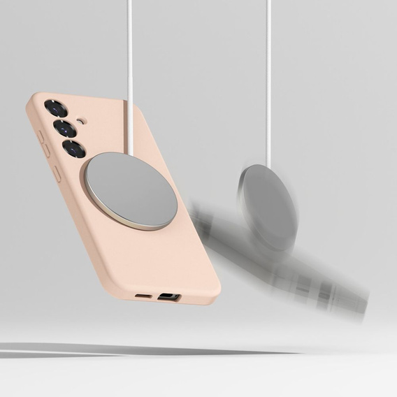 Etui Ringke do Samsung Galaxy S25, Silicone MagSafe, różowe + Szkło Hartowane 9H