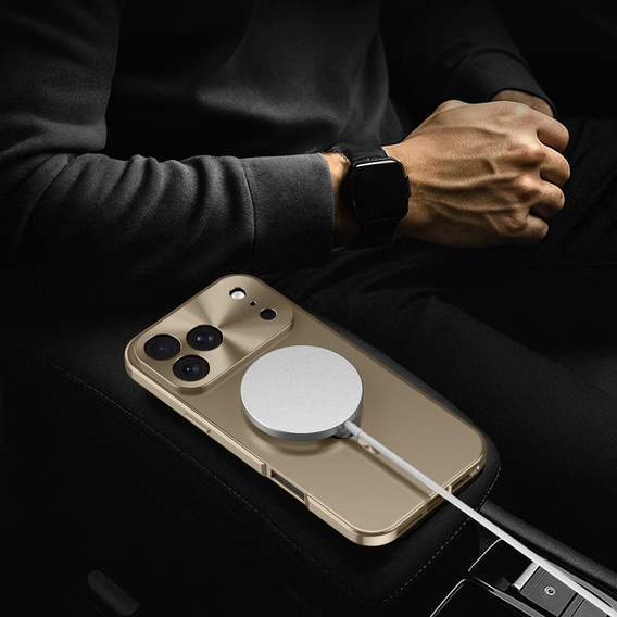Etui do iPhone 17 Pro, ze szkłem prywatyzującym, do MagSafe – złote